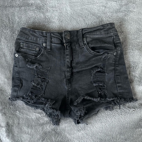 Aeropostale Black Distressed Jean Shorts 6R - Picture 1 of 5